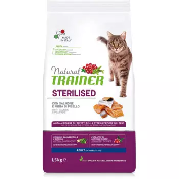 Trainer Natural Adult Sterilised корм для стерилизованных кошек старше 1 года, с лососем, 1,5 кг