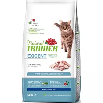 Trainer Natural Exigent Cat корм для привередливых кошек старше 1 года, синдейкой, 1,5 кг