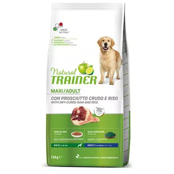 Trainer Natural Maxi корм для собак крупных пород, с сыровяленой ветчиной и рисом