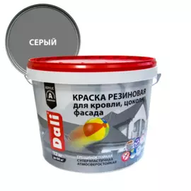 краска dali для кровли, цоколя, фасада, резиновая серая 12 кг