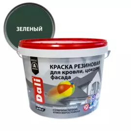 краска dali для кровли, цоколя, фасада, резиновая зеленая 12 кг