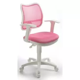 Кресло детское Бюрократ CH-W797/PK/TW-13A спинка сетка розовый сиденье розовый TW-13A колеса белый/розовый (пластик белый)