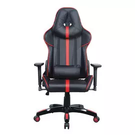 Кресло компьютерное Brabix gt carbon gm-120, две подушки, экокожа, черное/красное, 531931