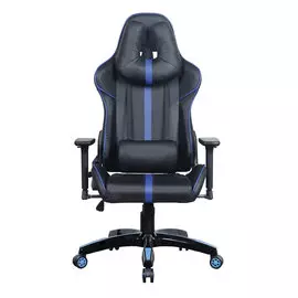 Кресло компьютерное Brabix gt carbon gm-120, две подушки, экокожа, черное/синее, 531930