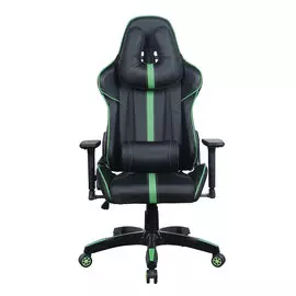 Кресло компьютерное Brabix gt carbon gm-120, две подушки, экокожа, черное/зеленое, 531929