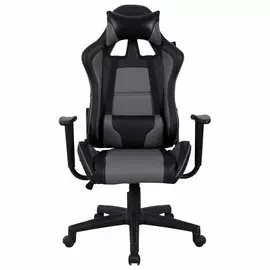 Кресло компьютерное Brabix gt racer gm-100, две подушки, экокожа, черное/серое, 531926