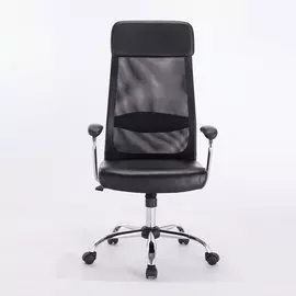 Кресло офисное Brabix flight ex-540, хром, экокожа, сетка, черное, 531850