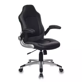 Кресло руководителя Бюрократ CH-825A/BLACK+GR вставки серый сиденье черный искусственная кожа (пластик серебро)