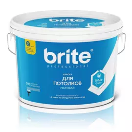 краска brite professional для потолков глубокоматовая база а, 9 л
