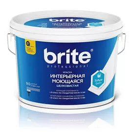 краска brite professional интерьерная моющаяся шелковистая база а, 9 л