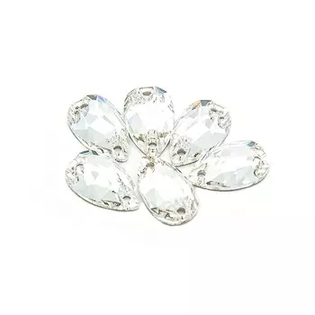 438-67-301 Стразы пришивные Груша, 2 отверстия Crystal 12*7мм. 6 шт. Preciosa