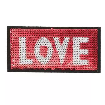 4448335 Термоаппликация LOVE 7*3,3см красный пайетки