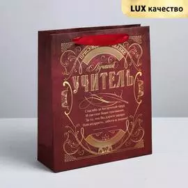 4096066 Пакет крафтовый вертикальный «Лучший учитель», ML 23*27*8 см