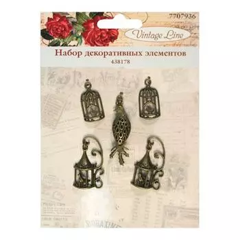 438178 Набор декоративных элементов 'Клетки', 5шт. Vintage Line
