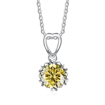 Bague Ringen 1 карат, круглые ювелирные изделия с муассанитом и бриллиантами, ожерелье с шестью когтями, снежинка, женское простое элегантное кулон-цепочка, Рождественский подарок 1ct length 45cm чёрный