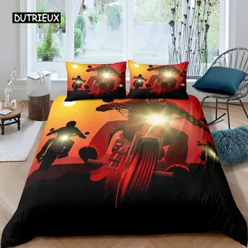 Комплект постельного белья с изображением мотоцикла 3D Queen Bedding Duvet Cover Set Bedding Bed Cover Queen Bedroom Bed Cover Set Bed Set Bedding EU single(135x200cm)