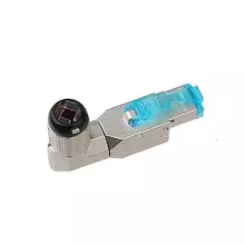 Коннектор Hyperline PLUD-A-8P8C-S-C6A-SH разъем полевой оконцовки RJ-45 (8P8C) под витую пару, угловой, для одножильного кабеля, toolless, категория 6