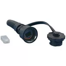 Коннектор Hyperline PLUG-IE-8P8C-P-C5-SH промышленный RJ-45 (8P8C), IP67, кат. 5e, с защитной крышкой, экранированный (SH)