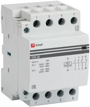 Контактор EKF km-3-20-31 КМ 20А 3NО+NC (3 мод.)