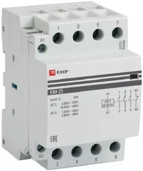 Контактор EKF km-3-25-40-24v КМ 25А 4NО (3 мод.) 24В АС