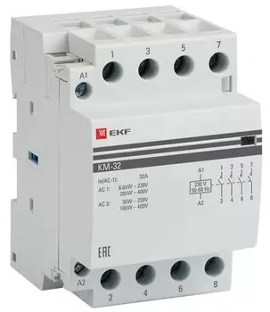 Контактор EKF km-3-32-40 КМ 32А 4NО (3 мод.)