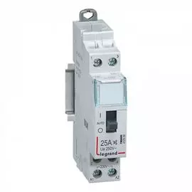 Контактор Legrand 412500 CX - 2П, 250 В~, с катушкой 230 В~, 25 A, 1 Н.О.+1 Н.З., 1 модуль, с рукояткой управления, малошумный