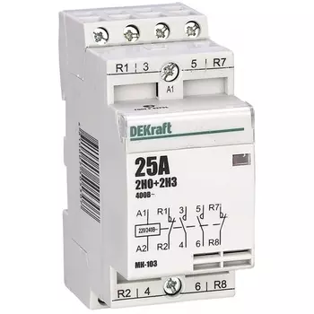 Контактор модульный DEKraft 18069DEK 2НО+2НЗ 25А 230В МК-103