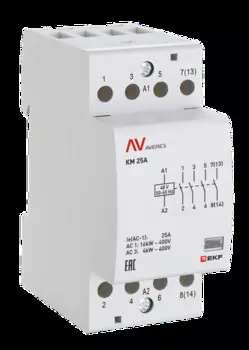 Контактор модульный EKF km-av-2-25-40-24V КМ 25А 4NO 24VAC (2 мод.) AVERES