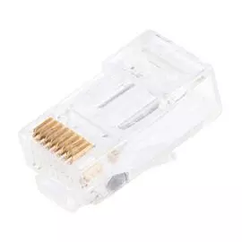 Коннектор NikoMax NMC-RJ88RZ50UE1-PT-100 под витую пару RJ45/8P8C, Кат.6, покрытие 50мкд, сквозной, универсальный, уп-ка 100шт