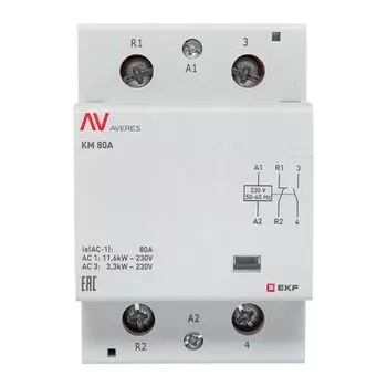 Контактор модульный EKF km-av-3-80-11-230V КМ 80А 1NC+1NO 230VAC (3 мод.) AVERES