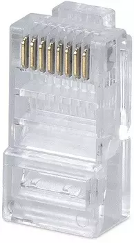 Коннектор RJ-45 (8P8C) cat.6 Exegate PL45-C6-8P8C-100 EX283691RUS под одножильный кабель, золотое напыление (100шт)