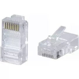 Коннектор Cabeus 8P8C-FC RJ-45 быстрой установки под витую пару, категория 5e, универсальный (для одножильного и многожильного кабеля) для проводников