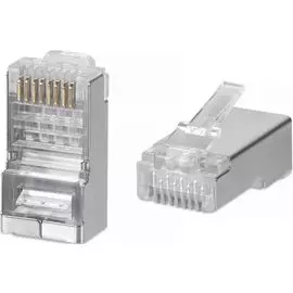 Коннектор Cabeus 8P8C-SH-C6-FC RJ-45 быстрой установки под витую пару, категория 6/7, экранированный, универсальный (для одножильного и многожильного