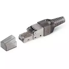 Коннектор Cabeus 8P8C-SH-C6+-TWP с фиксатором кабеля и колпачком RJ-45(8P8C) под витую пару, категория до 6a(50 µ"/ 50 микродюймов), экранированный, д