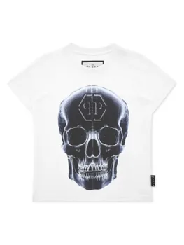 Футболка с принтом черепа Philipp Plein Junior, белый