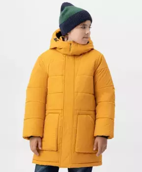 Пальто зимнее с капюшоном желтое Button Blue (158)