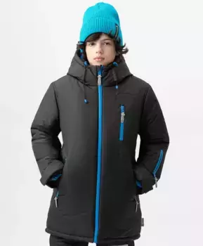 Пальто зимнее с мембраной черное Active Button Blue (158)