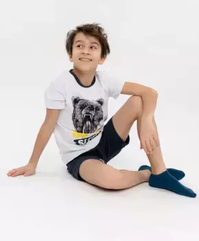 Пижама с шортами для мальчика Button Blue (152-158)