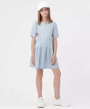 Платье джинсовое с боковыми вырезами голубое Button Blue (152)