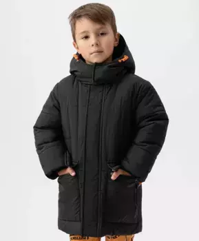 Пальто зимнее с капюшоном черное Button Blue (116)