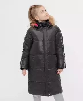 Пальто зимнее с капюшоном черное Button Blue (98)