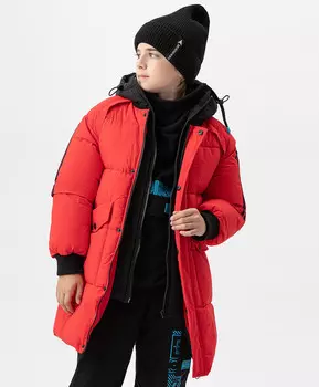 Пальто зимнее с капюшоном красное Button Blue (98)