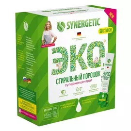 порошок стиральный SYNERGETIC Эко Универсальный 50 стиков 1,25кг концентрат