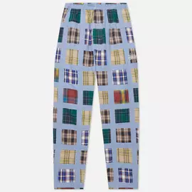 Мужские брюки Stussy Madras Patchwork Relaxed, цвет голубой, размер M