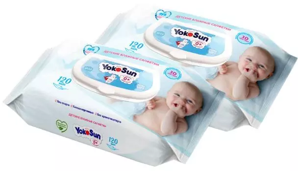Салфетки влажные YokoSun детские 2*120штс доставкой!