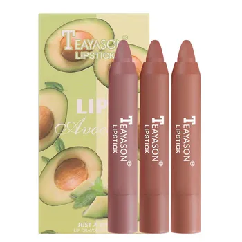 TEAYASON Crayon Lipstick 3 Небольшой набор коробочных губных помад Красная матовая туманная бархатная воздушная губная помада Косметика A