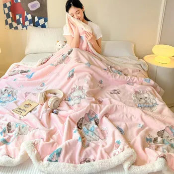 Ins Style Sherpa флисовое одеяло роскошное плюшевое фланелевое одеяло для осени и зимы уютное мягкое двустороннее покрывало для кровати и дивана 100x150cm(39x59inch)