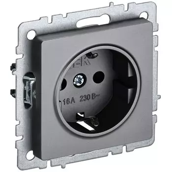 Розетка IEK Brite РС11-1-0-БрС встраиваемая сталь (BR-R11-16-K46)