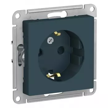 Розетка Systeme Electric AtlasDesign встраиваемая изумруд со шторками (ATN000845)