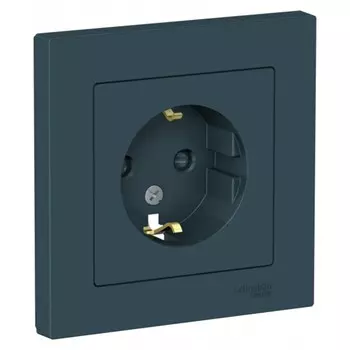 Розетка Systeme Electric AtlasDesign встраиваемая изумруд со шторками (ATN000844)